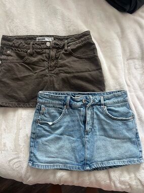 Garage denim blue and brown skirts BUNDLE
